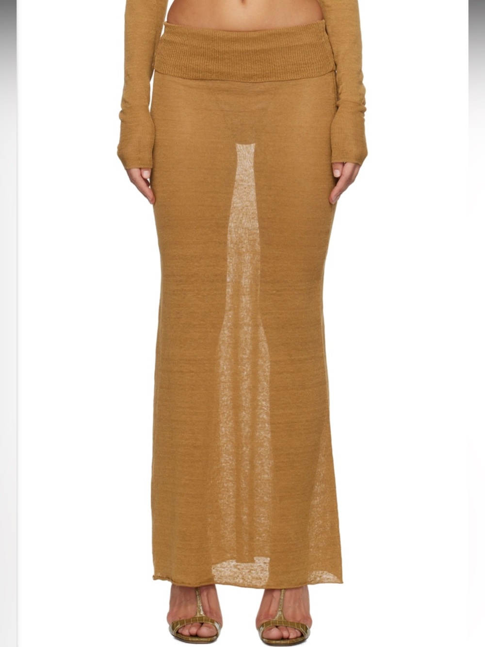 Aya Muse Camel Knit Maxi Skirt